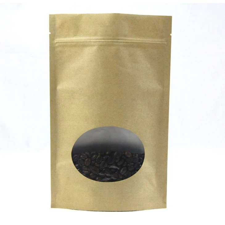Kraft Paper alzarsi borsa di caffè con finestra