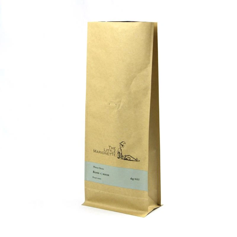 Sacchetto di alluminio di carta Kraft con valvola 8 lato sigillato Kraft Paper Aluminium Foil Bag With Valve 8 Side Sealed