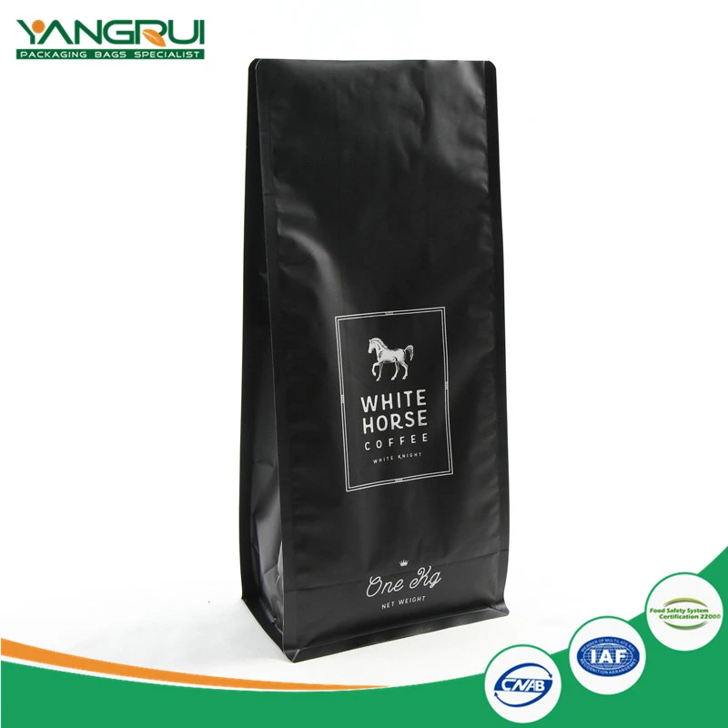 Sacchetto di caffè con foglio di alluminio con valvola 8 lato sigillato Aluminium Foil Coffee Bag With Valve 8 Side Sealed