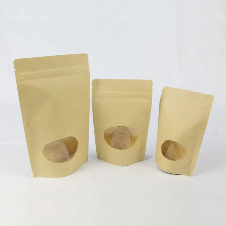Sacchetto di carta di Kraft di vetro chiaro di qualità di alta qualità con la chiusura lampo