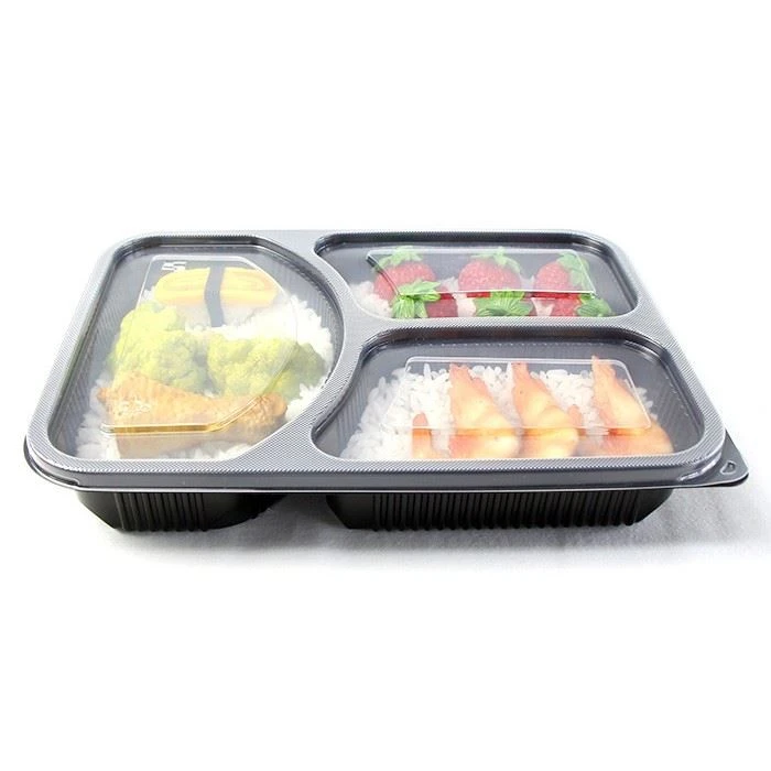 Contenitori per alimenti a 3 scomparti Bento Box usa e getta con coperchio