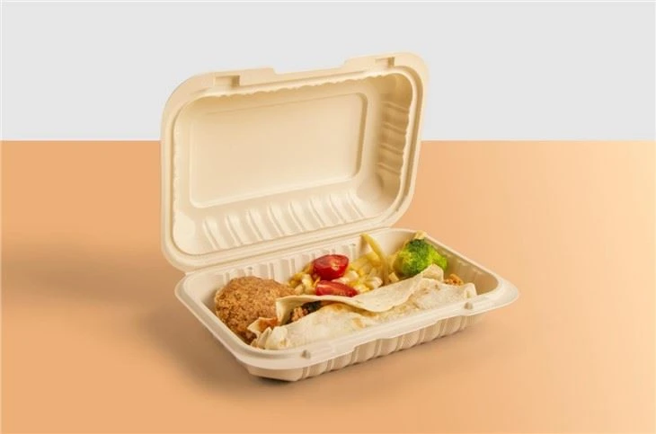 Hinged To-go Corn Starch Food Container 9x9inch
