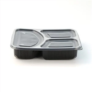 Bento Box Contenitore da asporto, vassoi di plastica con coperchio cibo, vassoio di plastica trasparente