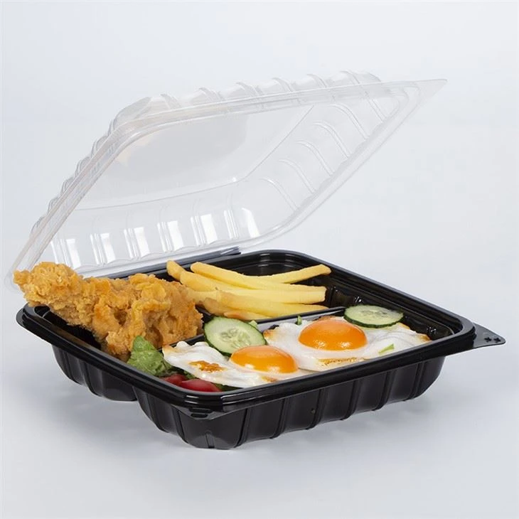 Contenitori per alimenti incernierati per alimenti caldi da 9 pollici per microonde da asporto. Scatola per il pranzo in plastica