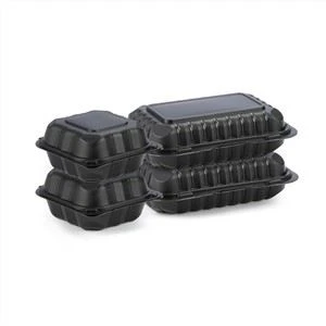 9x6 pollici Nero Take Away Sicuro Per Microonde Bento Box Contenitore Per Alimenti Incernierato Nero Usa E Getta Bento Lunch Box