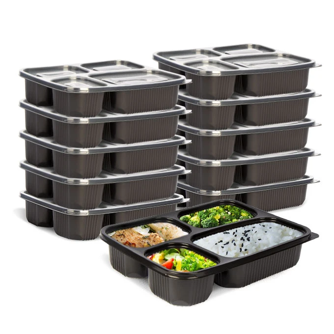 Contenitori per la preparazione dei pasti in plastica 4 scomparti