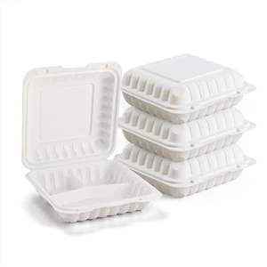 8 "X 8" 3-Contenitore per alimenti con cerniera Clamshel MFPP a scomparti