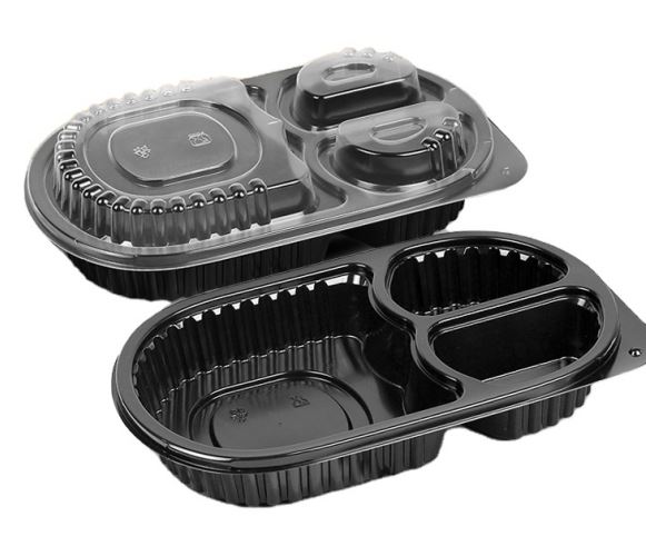 Contenitore per alimenti ovale a 3 scomparti