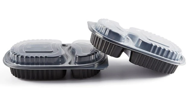 PP oval 2 compartment food container