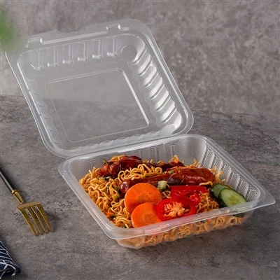 Plastica PP Clear Clamshell Takeaway Boxes 8 "x8" 1 scomparto Coperchio trasparente incernierato per andare Contenitori da asporto per alimenti